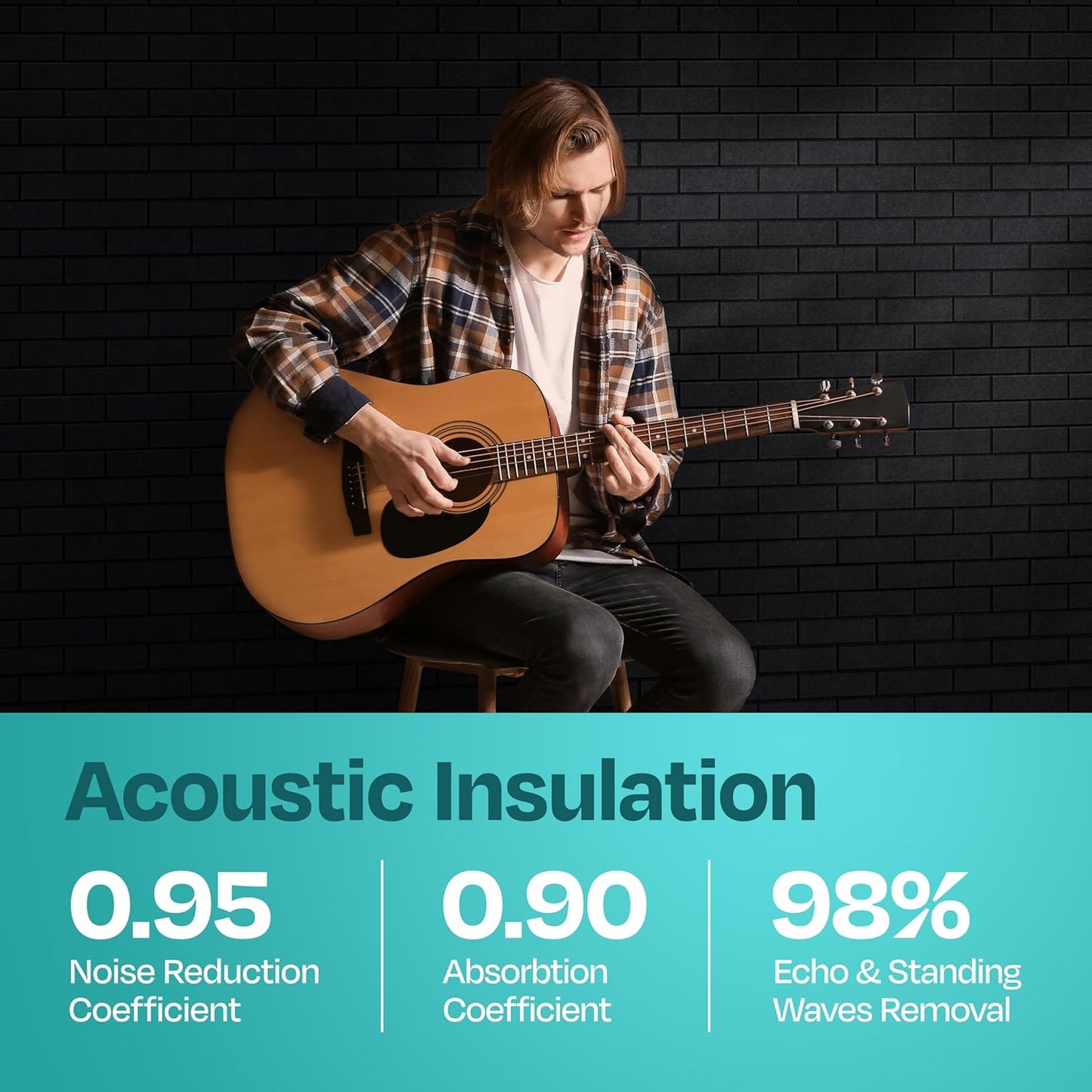 Acoustic Panels 18-Pack Soundproof Wall Panels 12"X12"X0.4" Brick Style Sound Panels Premium Sound Dampening Panels Easy Self Adhesive Installation - [Deep Black]