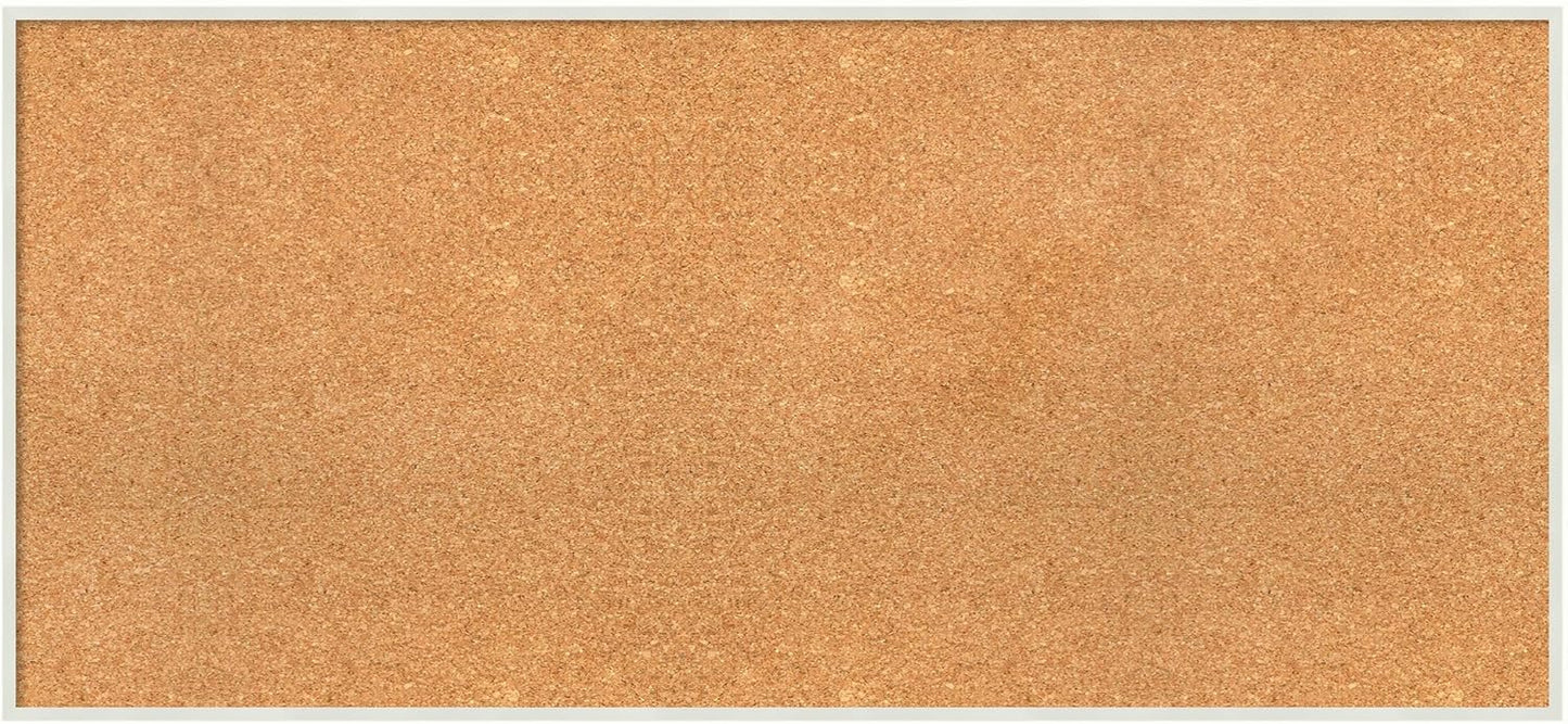 Amanti Art Natural Cork Board for Wall, 21x45 Vision Board with White Frame, Oversize Corkboard Office Decor for Home Organization, Modern Corkboard Pinboard to Display Items for Home Organization in