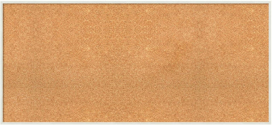 Amanti Art Natural Cork Board for Wall, 21x45 Vision Board with White Frame, Oversize Corkboard Office Decor for Home Organization, Modern Corkboard Pinboard to Display Items for Home Organization in