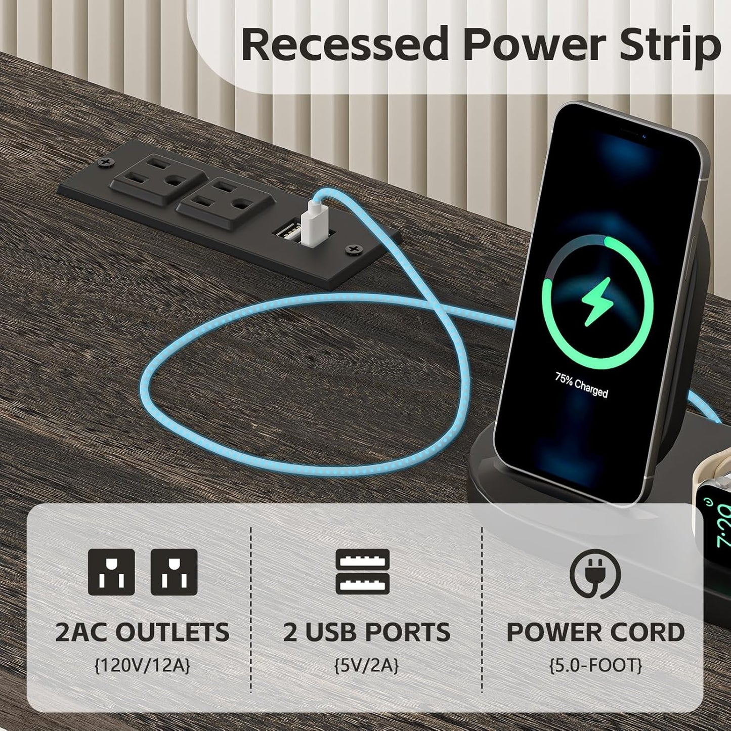 TVU Farmhouse 3 Drawer File Cabinet with Charging Station, Solid Lateral Filing Cabinet for Home Office, Office Organizer for Legal/Letter/A4/Folders File - Beside Desk Printer Stand