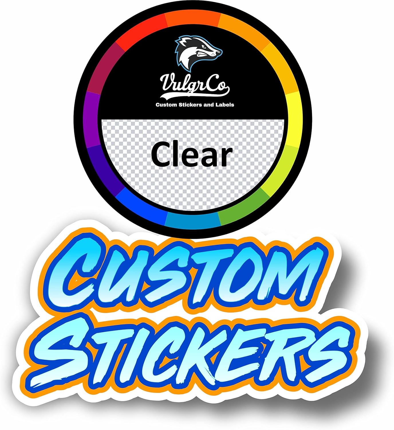 VulgrCo Personalized Custom Individually Die Cut Stickers Decals for Fun, Business, Weddings, Birthdays, Gifts Waterproof (Clear)