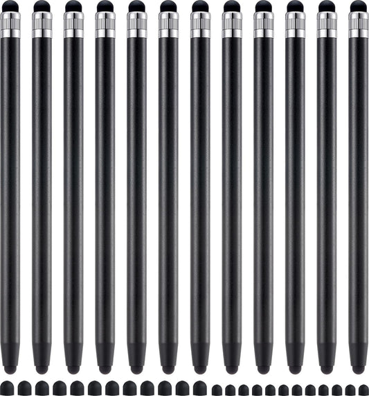 LINFANC 12Pcs Black Stylus Pen for Touchscreen, 2-in-1 High Precision & Sensitivity Stylus Pen for iPhone/iPad/Android Smartphones and Tablets Compatible with All Touch Screens