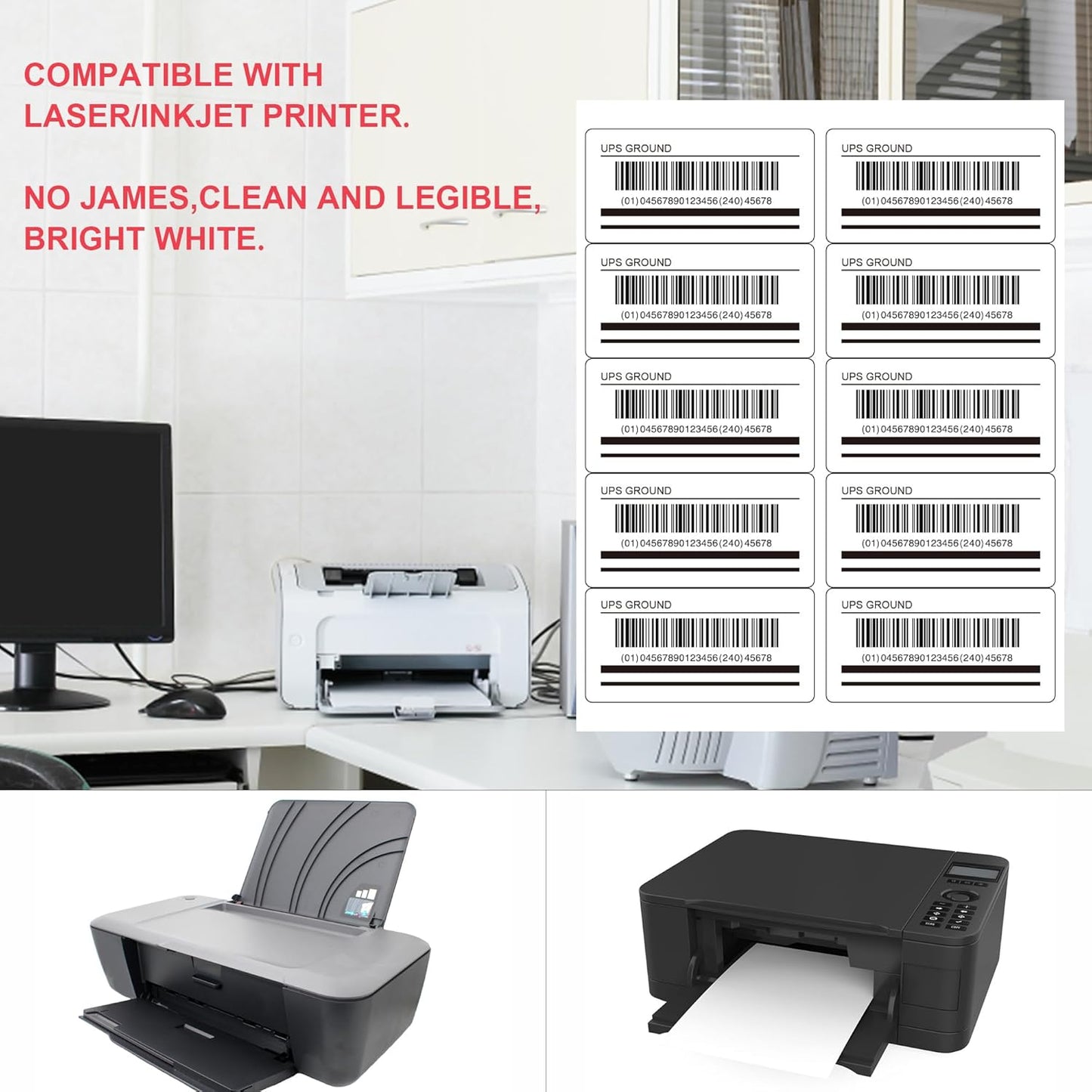 L LIKED 2" x 4" Label Stickers, Printable White 10 per Sheets Total 500 Labels, for Laser/Inkjet Printing - Matte (500 Labels)