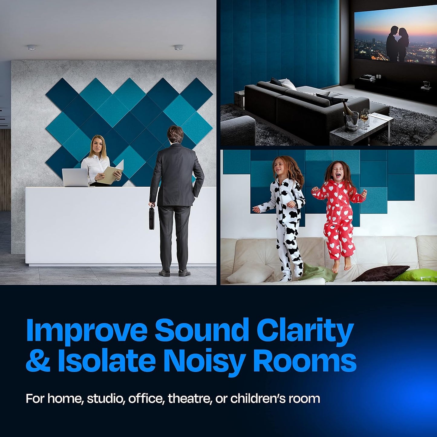 Acoustic Panels 12-Pack Soundproof Wall Panels 12"X12"X0.4" Sound Panels High Density Sound Dampening Panels - [Ocean Turquoise Square]