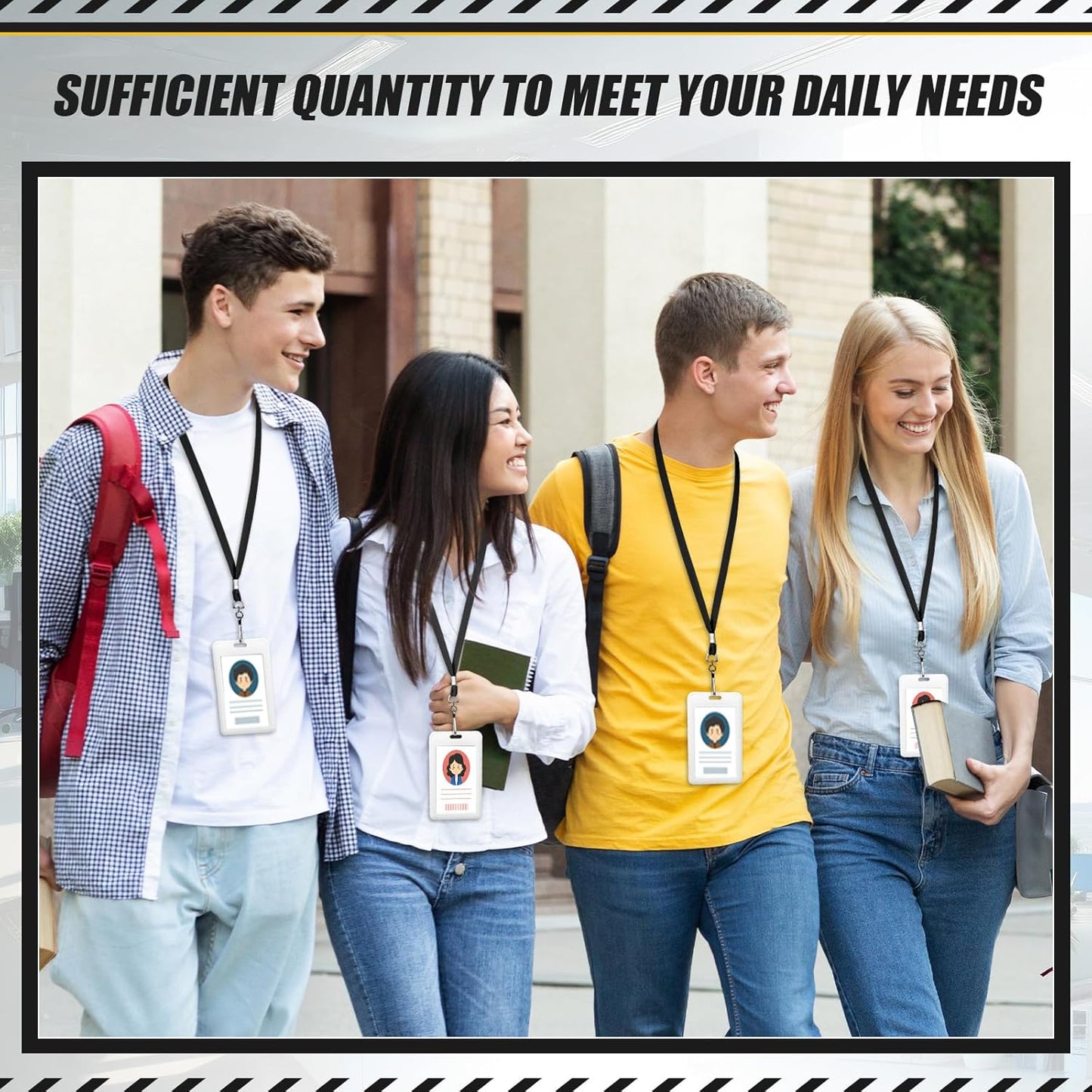 1000 Pack Bulk Lanyards for ID Name Badges Holder Flat Lanyards with Hook Clip Swivel for Office School Accessories (Black)