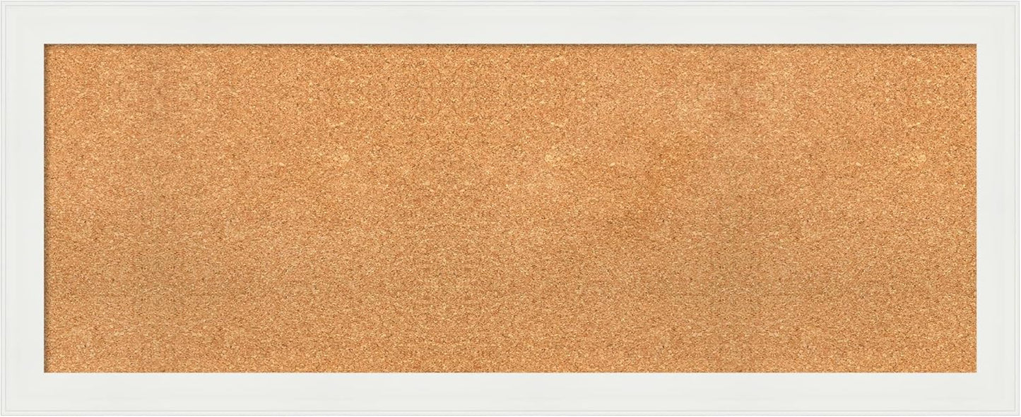 Amanti Art Natural Cork Board for Wall, 19x47 Vision Board with White Frame, Oversize Corkboard Office Decor for Home Organization, Casual Corkboard Pinboard to Display Items for Home Organization in