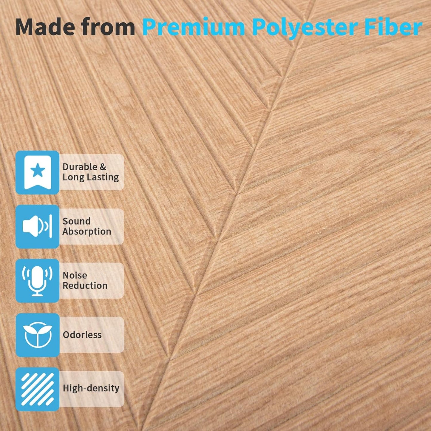 Art3d 6-Pack Self-Adhesive Acoustic Wall Panels for Home Décor, 24 x 24 Inch Soundproofing Panels for Office Studio Bedroom - High Noise Absorption Polyester Fiber, Wood Grain Airbrush