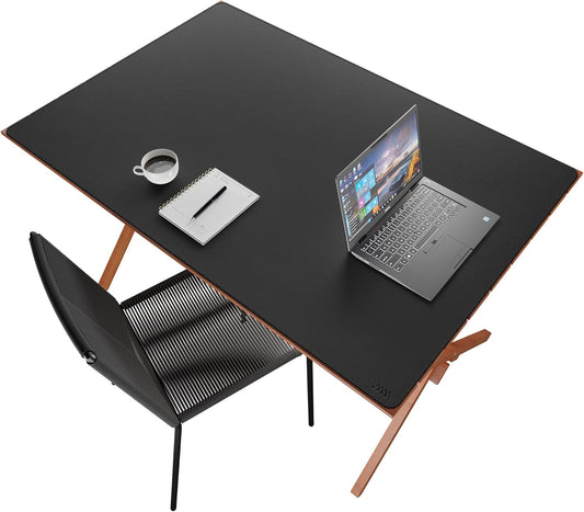 Vyaaa 47.2"x31.5" PU Leather Large Desk Mat (Black) - XXL Extended Mouse pad, Office Desk Protector, Non-Slip Computer Desk pad for Office, Gaming, Home