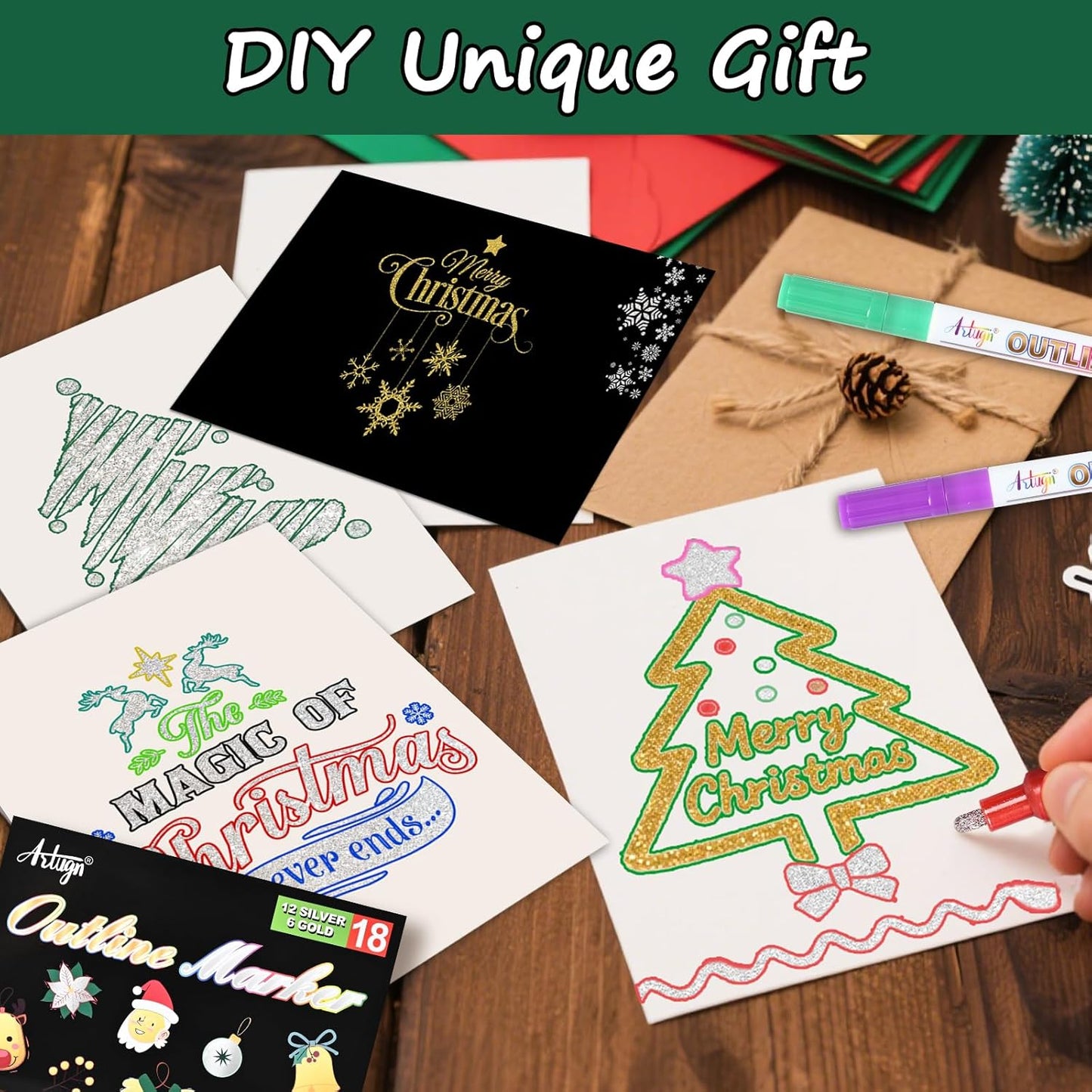 Glitter Markers Paint Pens, Teen Girl Gifts Trendy Stuff 4-16 Year Old, 28 Pack Gold and Silver Shimmer Metallic Markers Arts Crafts Supplies for Kids Ages 6 to 8, 9-12 Birthday Gifts for Tweens