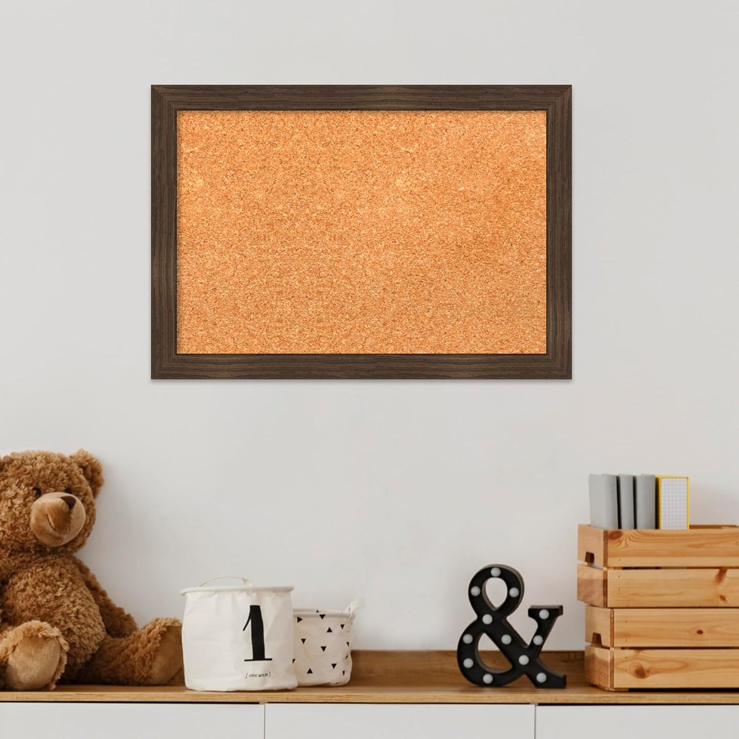 Amanti Art Natural Cork Board for Wall, 14x20 Vision Board with Brown Wood Frame, Small Corkboard Office Decor for Home Organization, Casual Corkboard Pinboard to Display Items for Home Organization