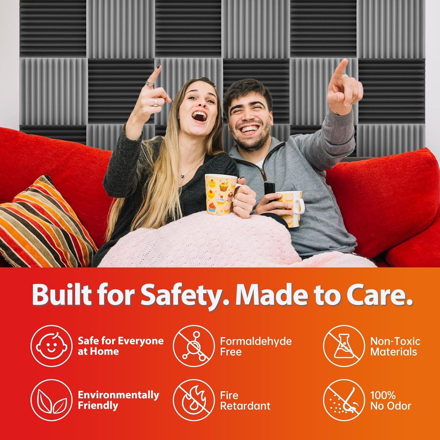 12 Pack Acoustic Panels – Sound Proof Foam Panels for Wall 12"x12"x2", Flame Retardant Wedge Acoustic Foam, High-Density Sound Absorbing Panels for Home Studio(Gray, 2" Thick 12 Pack)