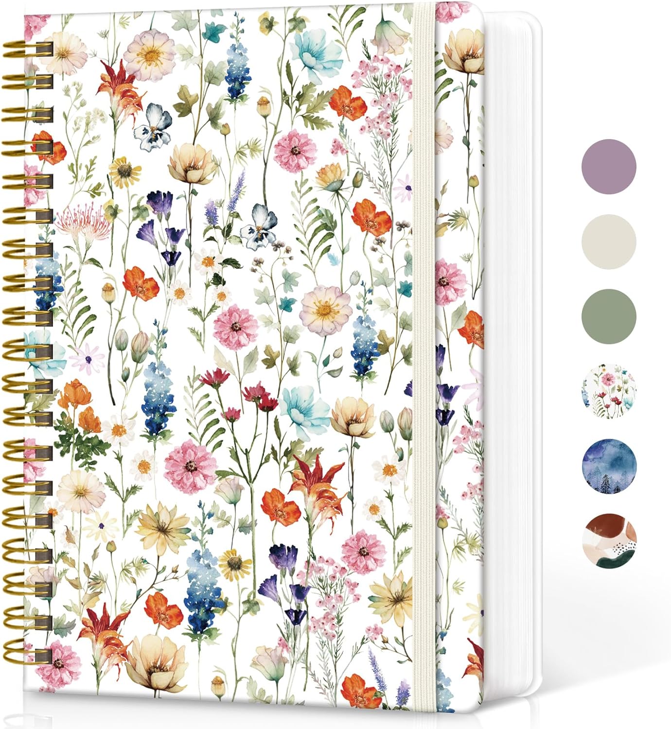 Spiral Graph Paper Notebook Journal for Work, 300 Pages, Thick B5 (7.1"x10") Grid Journals for Women & Writing, Hardcover Notebook for Note Taking, Perfect for Work School Note Taking Business, Floral