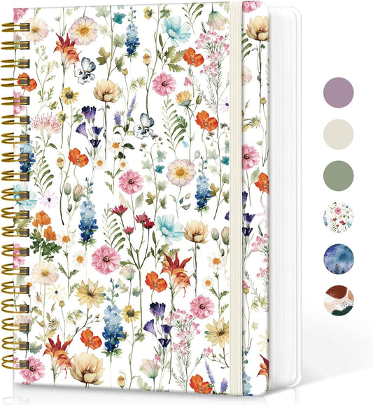 Lined Spiral Notebook Journal for Work, 300 Pages Thick B5 (7.1"x10") College Ruled Journal for Women & Writing, Hardcover Notebook for Note Taking, Perfect for Office Home School Supplies, Floral