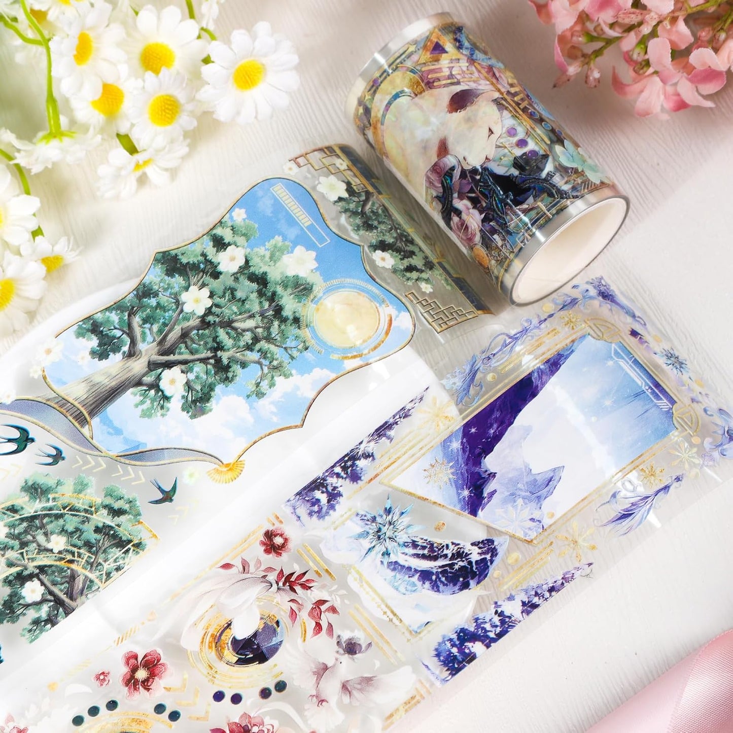 PET Tape for Journal Scrapbooking - Vintage Boheimian Mysitc Journal PET Tape Scrapbook Supplies, Notebook Scrapbook Bottle Crafts Décor