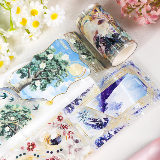 PET Tape for Journal Scrapbooking - Vintage Boheimian Mysitc Journal PET Tape Scrapbook Supplies, Notebook Scrapbook Bottle Crafts Décor