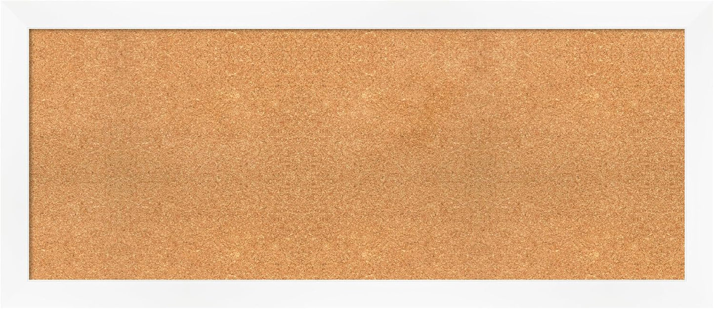 Amanti Art Natural Cork Board for Wall, 21x49 Vision Board with White Frame, Oversize Corkboard Office Decor for Home Organization, Modern Corkboard Pinboard to Display Items for Home Organization in