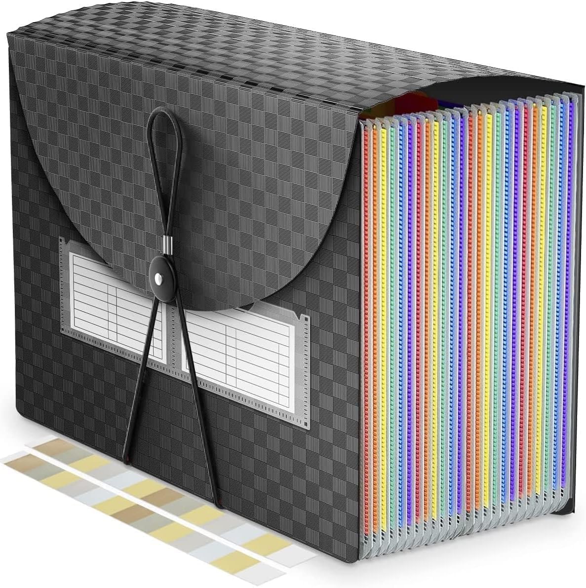 25 Pockets Accordion File Organizer Expanding File Folders,Expandable Document Organizer Plastic Accordian Filing Folder,A4/Letter Size Paper,Portable File Box,2 Tabs, Upgraded Grid Pattern
