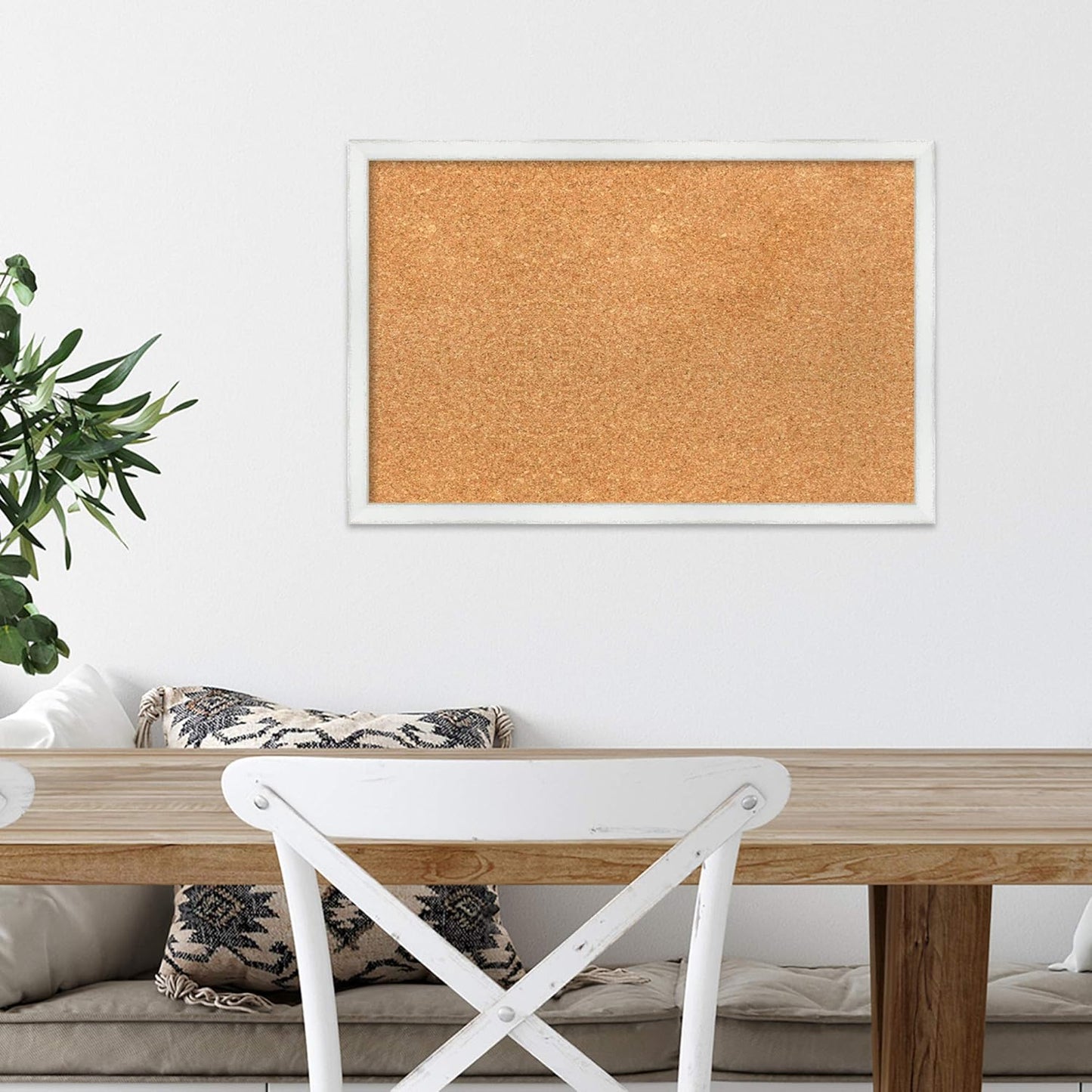 Amanti Art Natural Cork Board for Wall, 15x23 Vision Board with White Frame, Small Corkboard Office Decor for Home Organization, Country Rustic Corkboard Pinboard to Display Items for Home