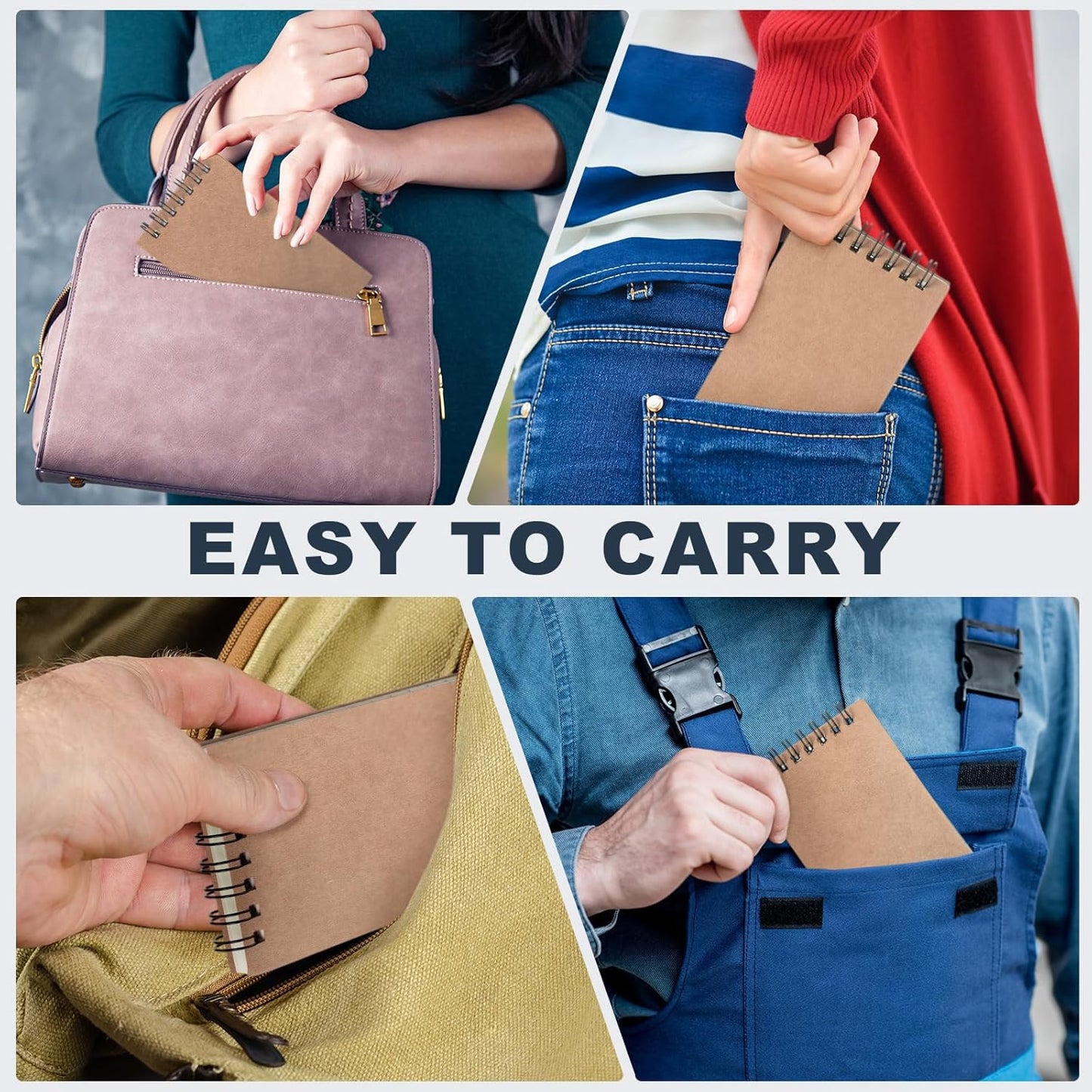 Tenceur 54 Pcs Mini Spiral Notebook 3" x 5" Top Bound Small Spiral Notepads Pocket Notebook Spiral Memo Pads 120 Pages Sketchbook College Ruled Journals for Kids Home Office School (Brown)