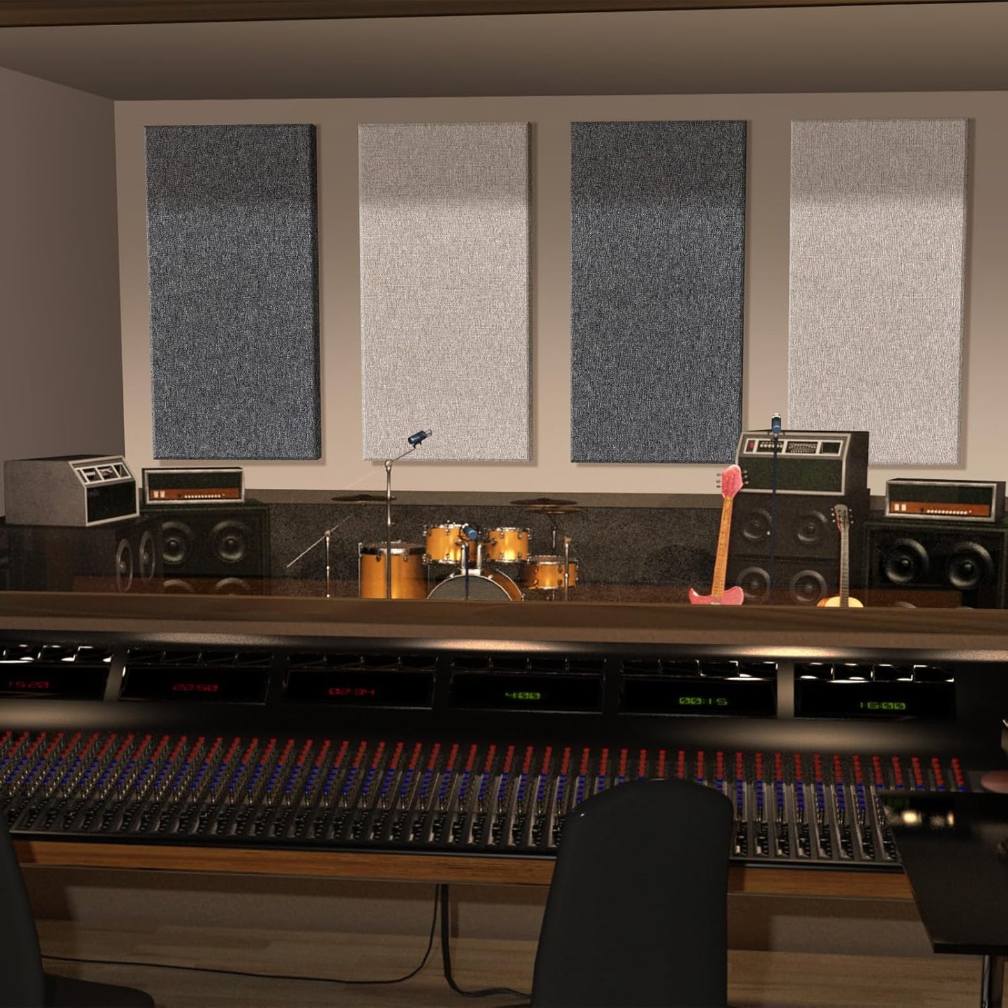 2” Thick Acoustic Panels with Hanging Hardware, 2 PCS 47.2” x 23.6” Fiberglass Sound Absorbing Panels for Home Theater Church Office Wall, Linen