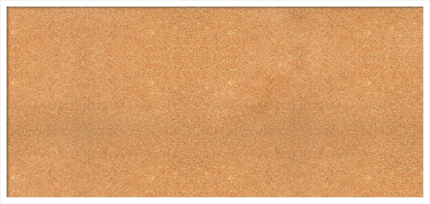 Amanti Art Natural Cork Board for Wall, 25x53 Vision Board with White Frame, Oversize Corkboard Office Decor for Home Organization, Modern Corkboard Pinboard to Display Items for Home Organization in