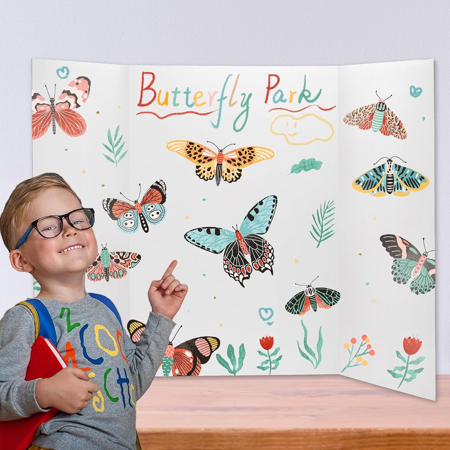 Chell 36" x 48" Large Trifold Poster Board, 4 Pack, White Corrugated Project Boards for Science Fair, School Projects, Event Displays and Business Presentations