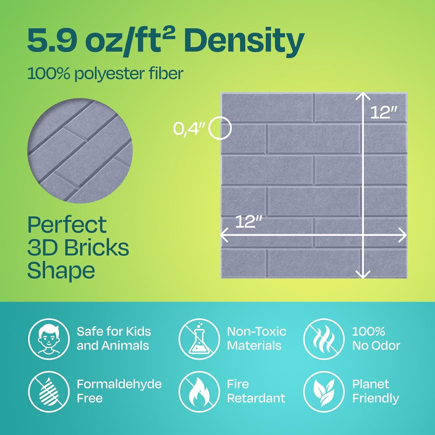 Acoustic Panels 18-Pack Soundproof Wall Panels 12"X12"X0.4" Brick Style Sound Panels Premium Sound Dampening Panels Easy Self Adhesive Installation - [Dusky Gray]