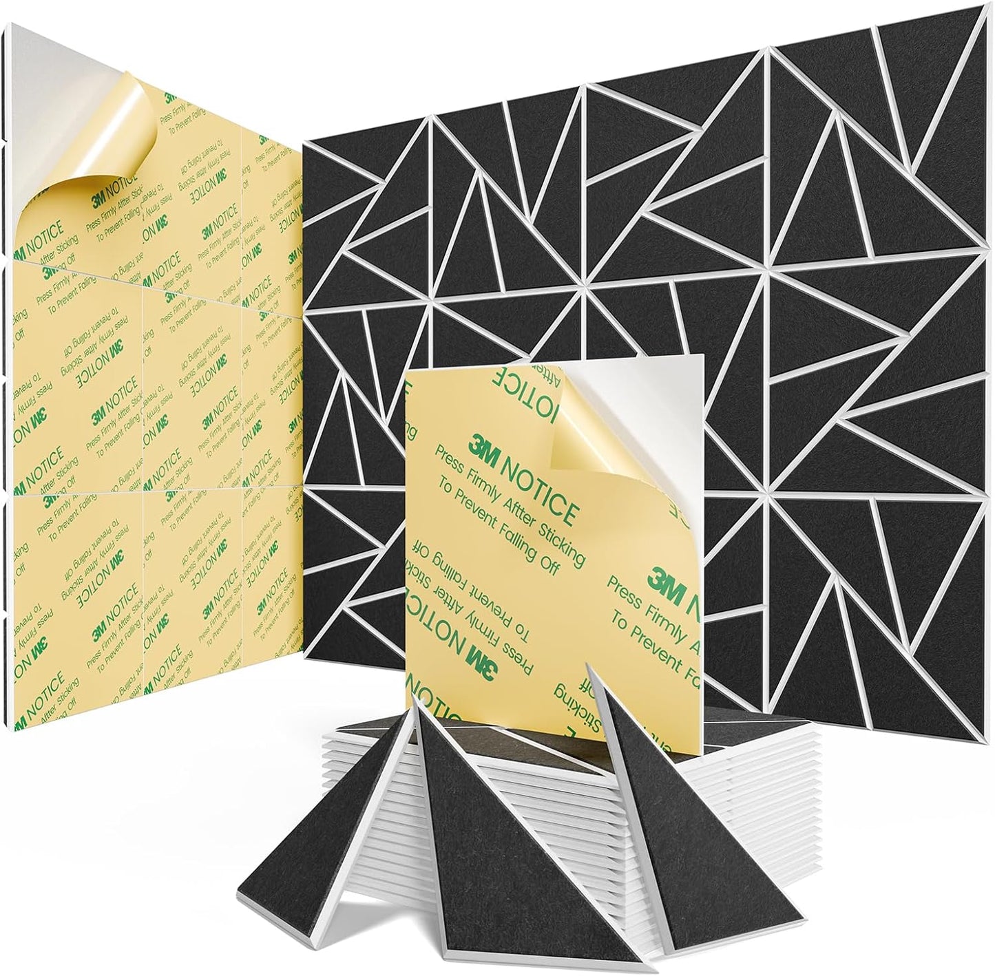 18 pack Acoustic Panels With Self-Adhesive, 12"X 12"X 0.4"Sound Proof Foam Panels, Sound Panels High Density, Soundproof Wall Panels for Home Studio Office- WhiteBase + BlackFace V1