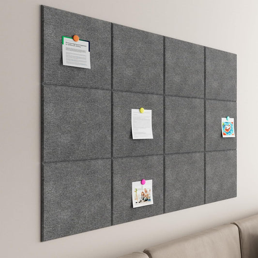 Large Cork Boards for Walls – 48 x 36 Self Adhesive Felt Wall Tiles, Ideal for Office Wall Organizing Bulletin Board, Easy to Install Cork Boards Felt Board