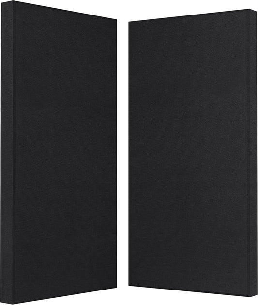 2” Thick Acoustic Panels with Hanging Hardware, 2 PCS 47.2” x 23.6” Fiberglass Sound Absorbing Panels for Home Theater Church Office Wall, Black