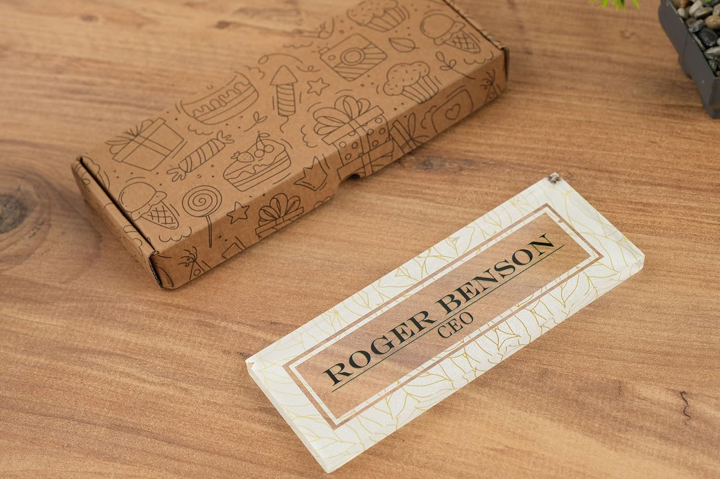 Custom Acrylic Name Plate, Office Name Plate, Personalized Name Plate, New Job Gift, CoWorker Gift, Custom Office Desk Decor, Phd Gift (Flower designers)