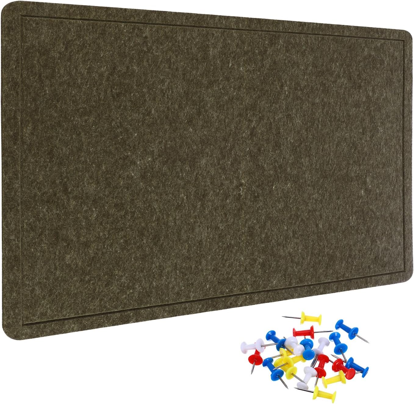 YOKIVE Felt Bulletin Board, 48 x 36 -Inch Foldable Decorative Pin Board Self Adhesive Felt Cork Board with 20 Pushpins, Great for Wall, Photo Display, Paste Note, Schedule(Olive)