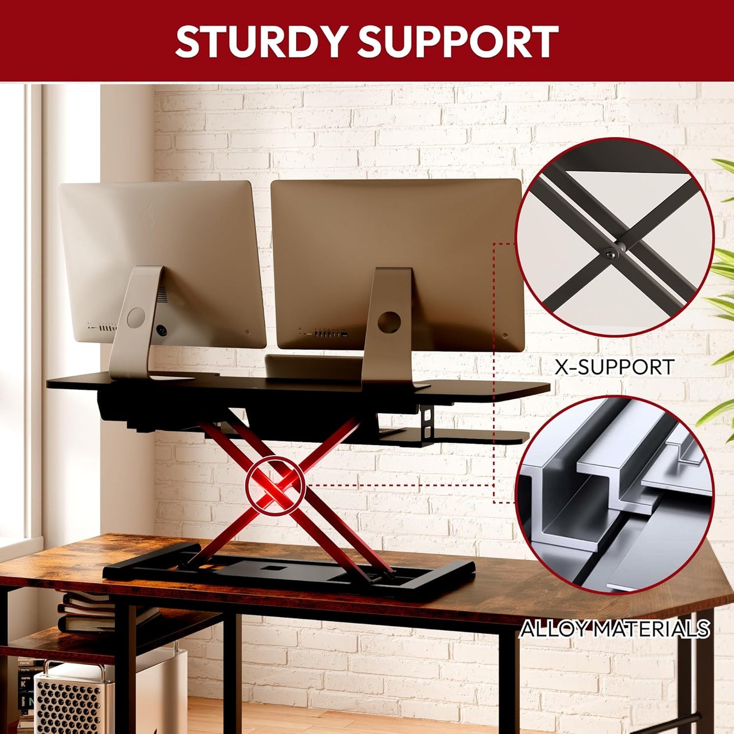 SANODESK 42" Electric Standing Desk Converter, Height Adjustable Riser for Office Home,Dual Monitor and Laptop Workstation with Large Keyboard Tray,Black Color