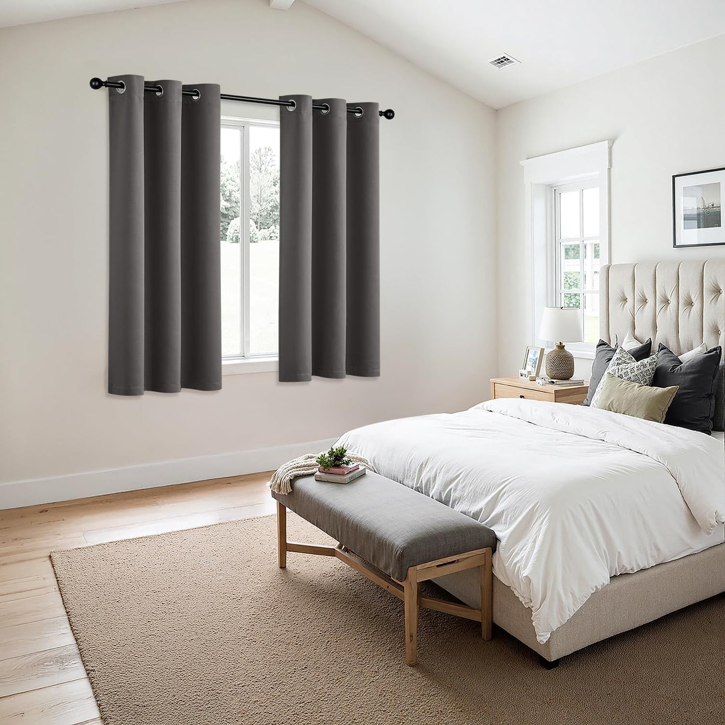 MIULEE Grey Blackout Curtains - Bedroom Window Treatment Curtains Thermal Insulated Room Darkening Drapes for Living Room Kitchen Grommet Top Light Blocking Drapery, 40 x 54 Inches Long, 2 Panels
