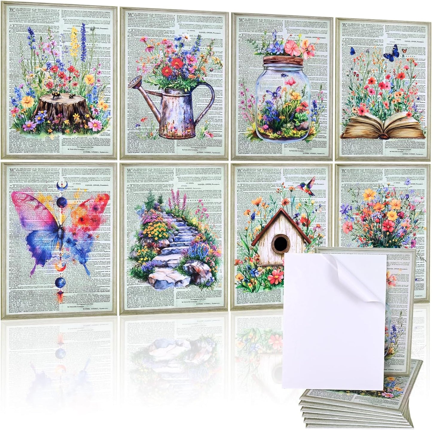 Acoustic Panels, 8 Pack Soundproof Wall Panels, 48"x32"Self-Adhesive Decorative Sound Absorbing Wall Panels, Noise Canceling Soundproof Padding, Acoustic Treatment for Room(Blossom in Ruins)