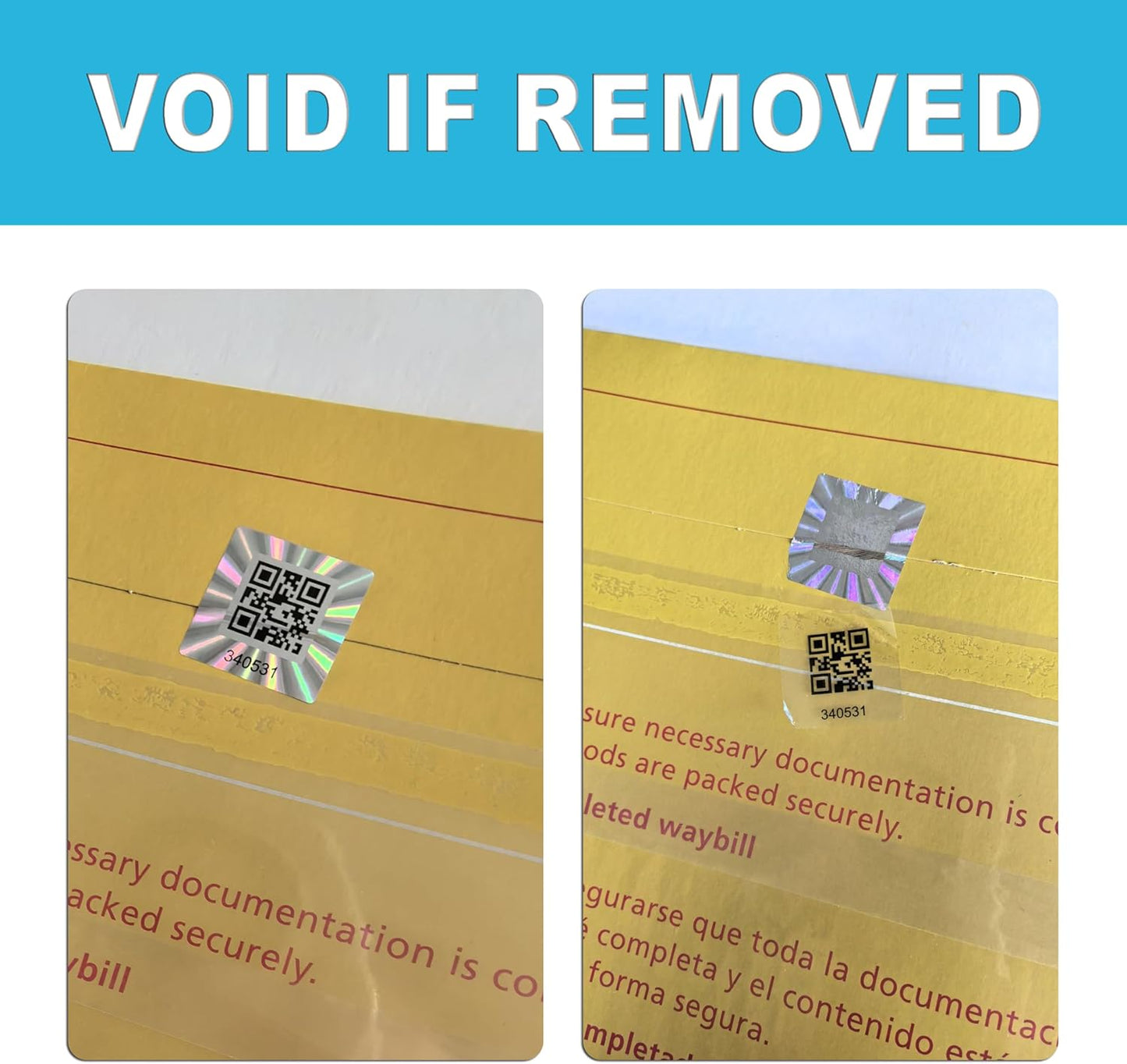 380pcs Hologram QR Code Labels, Tamper-evident Security Seal Sticker,Warranty Void Tamper Proof Labels with Unique Sequential Serial Numbering（1X1 inch)