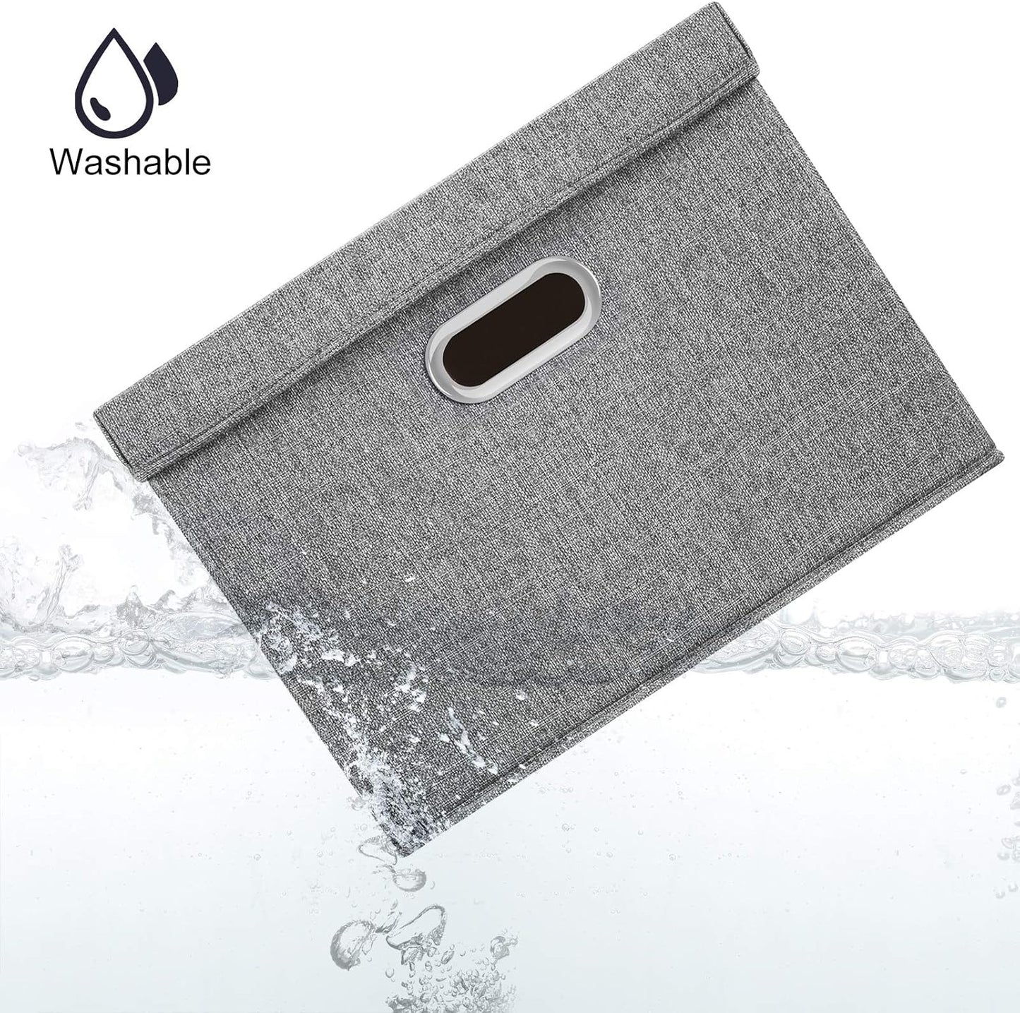 TYEERS Large Storage Bins with Lids, Collapsible, Washable, Fabric Storage Boxes for Organizing, 17.3x11.8x11.4 inches, 5 Pack, Gray