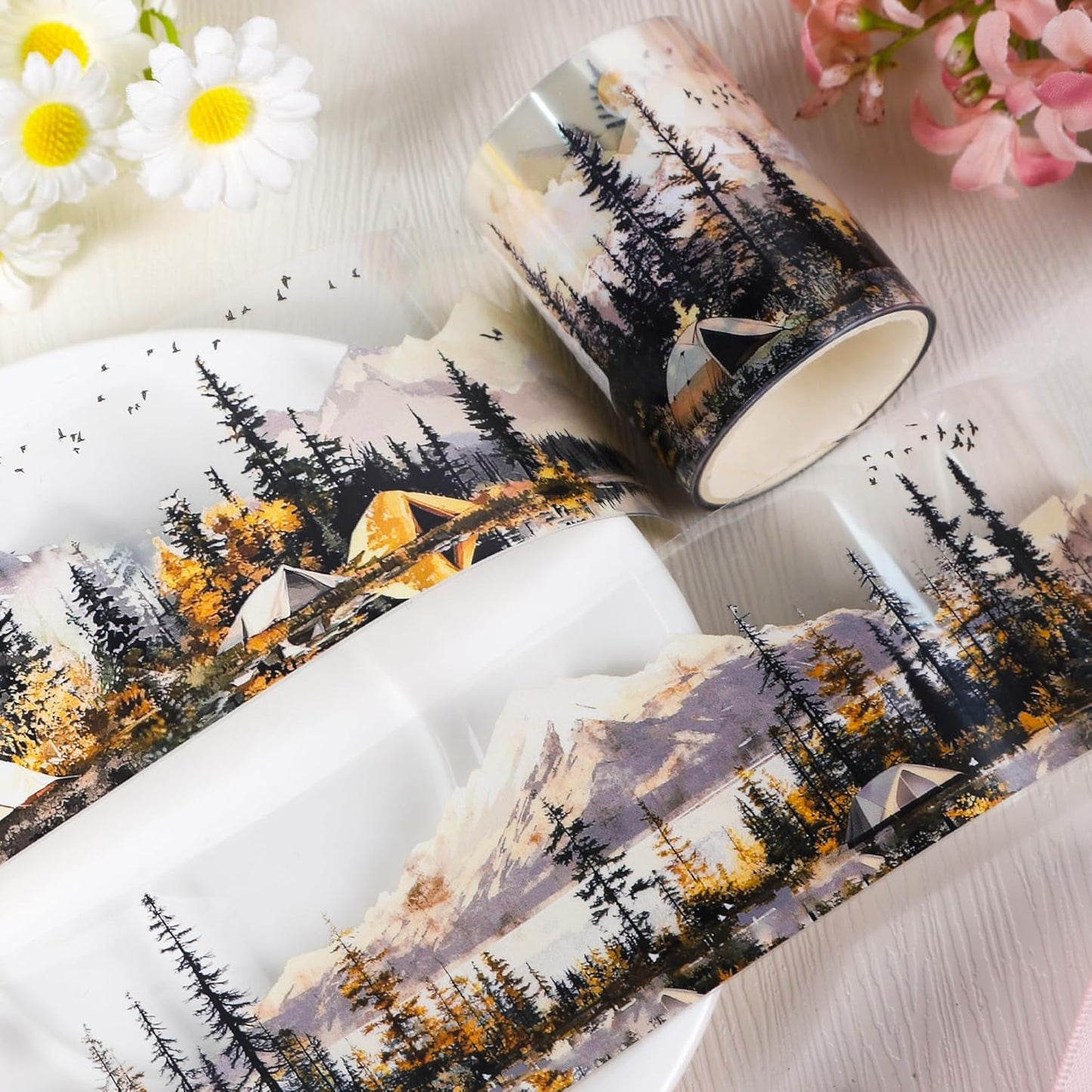 PET Tape for Journal Scrapbooking - Scenery Sunset Journal PET Tape Scrapbook Supplies, Notebook Scrapbook Bottle Crafts Décor