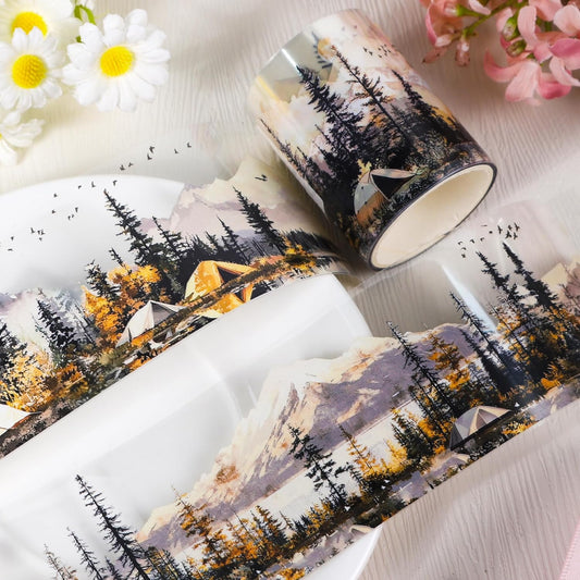 PET Tape for Journal Scrapbooking - Scenery Sunset Journal PET Tape Scrapbook Supplies, Notebook Scrapbook Bottle Crafts Décor