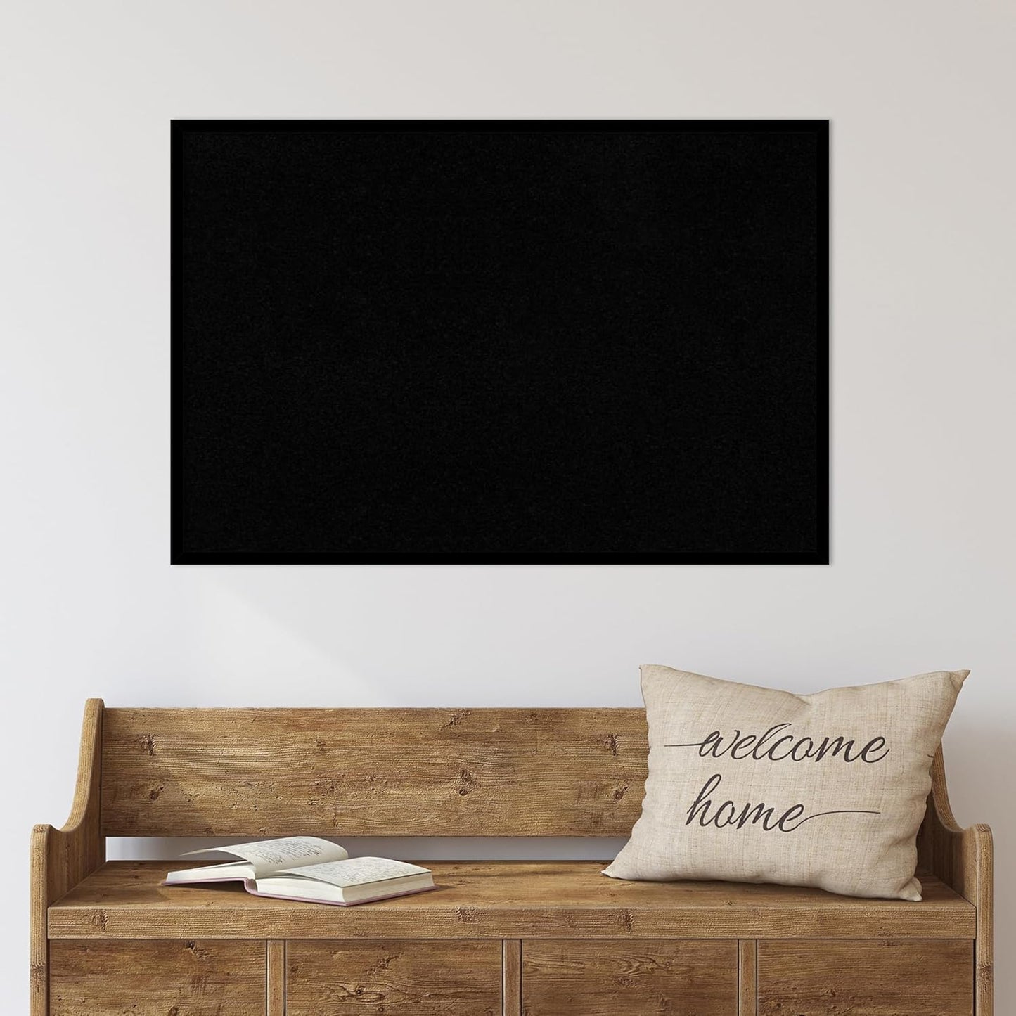 Amanti Art Black Cork Board for Wall, 25x37 Vision Board with Black Wood Frame, Large Corkboard Office Decor for Home Organization, Modern Corkboard Pinboard to Display Items for Home Organization in