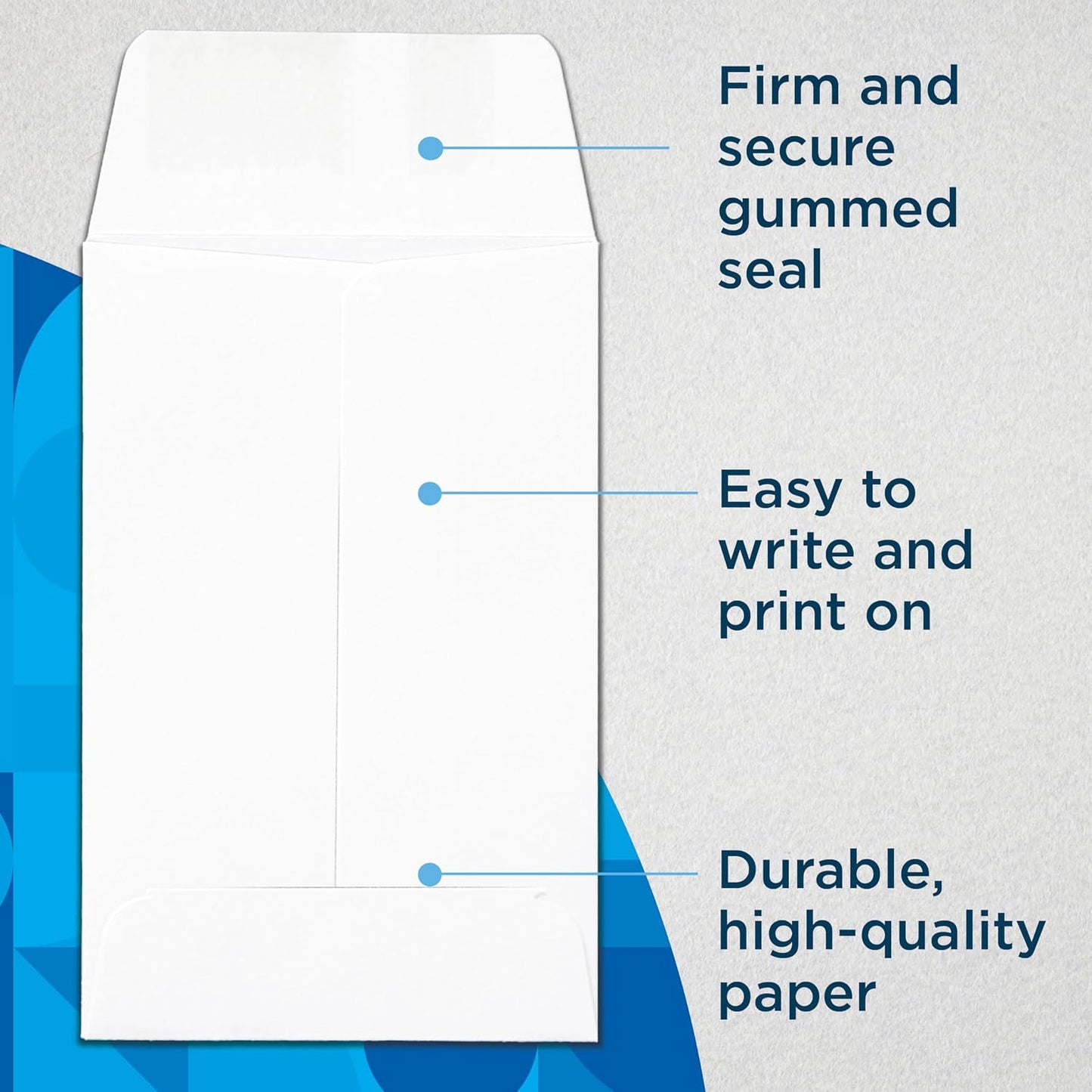 Guardian #1 Paper Coin Envelopes with Gummed Flaps, Pack of 500 Blank Small Envelopes for Gift Cards, Coins, Receipts, Stamps, Small Parts Storage, and More, 2 ¼ Inches x 3 ½ Inches, White