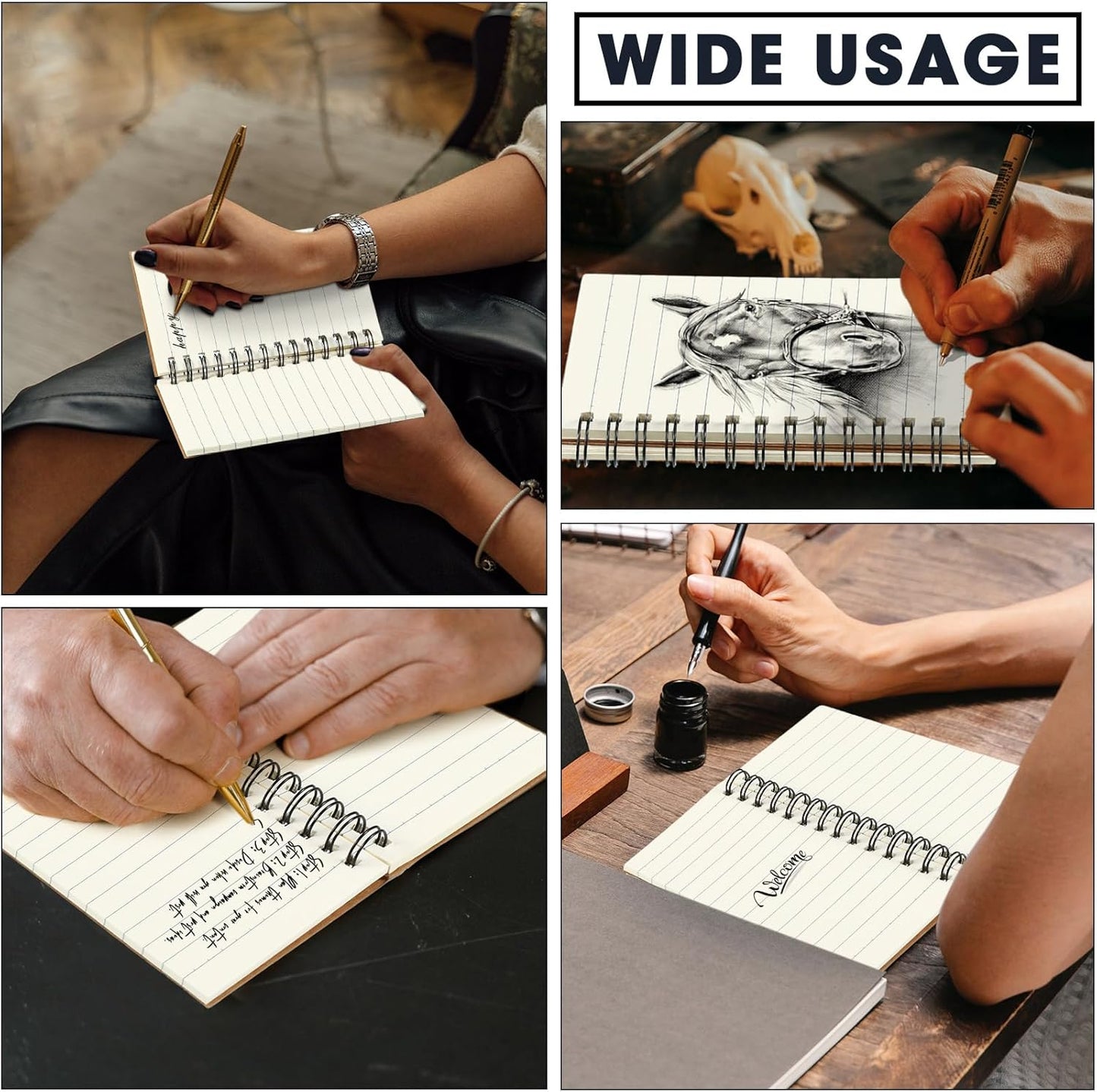 100 Pcs Spiral Memo Pads 5 x 3'' Small Pocket Spiral Journal Notepad Ruled Notebook Sketchbook Kraft Cover Notebooks, 120 Pages for Note Taking Business Office School Supplies (Kraft Color)