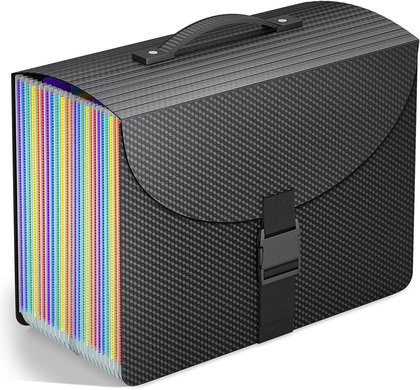 25 Pockets Expanding File Folders,Accordion File Organizer with Handle,Portable Filing Box,Expandable File Folder,Adjustable Support Strap,Colored Tabs.Papers Bills Documents Organizer,A4/Letter Size