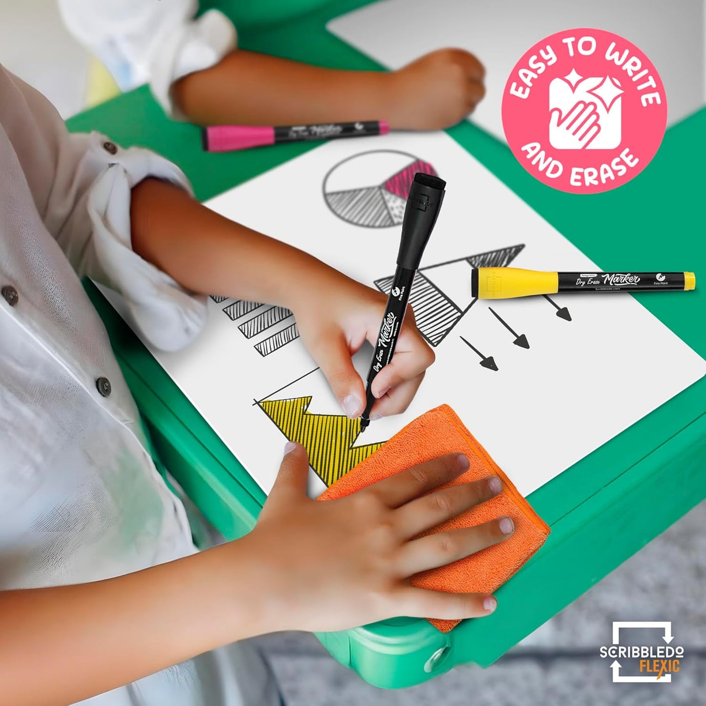 SCRIBBLEDO Small Grid Dry Erase Sheets 9”x12” Math Practice Small White Board Sheets Math Manipulatives Quad Graph Whiteboard Sheets Math Supplies Homeschool Teacher Students Classroom Pack of 10