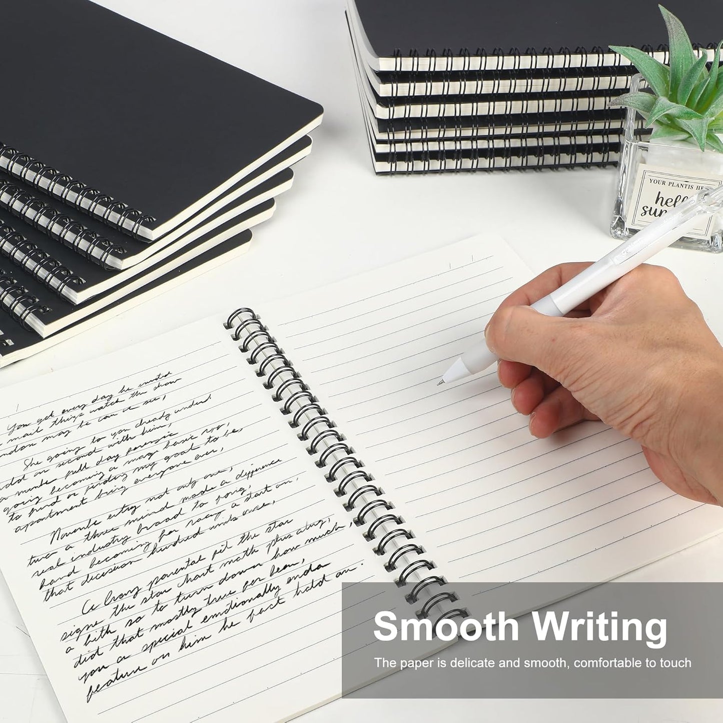 miikoul 60 Packs A5 Spiral Notebooks, Black Ruled Notebooks Bulk, 8.3"×5.5", 60 Sheets/120 Pages, Hardcover Lined Journal Notepad Travel Notebooks for Office and Back to School Supplies