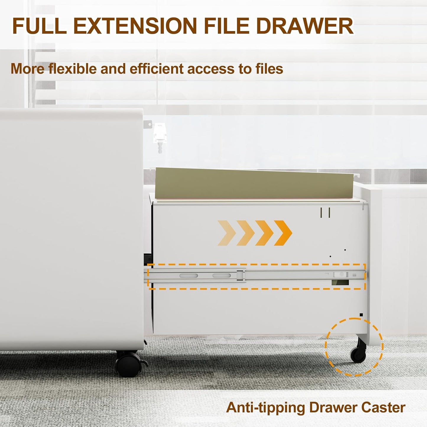 2 Drawer File Cabinet with Lock and 4 Keys, Mobile Metal Filing Cabinet, File Cabinets for Home Office, Under Desk, Pre-Assembly, File Drawer, Letter/Legal/A4 Hanging File Folders