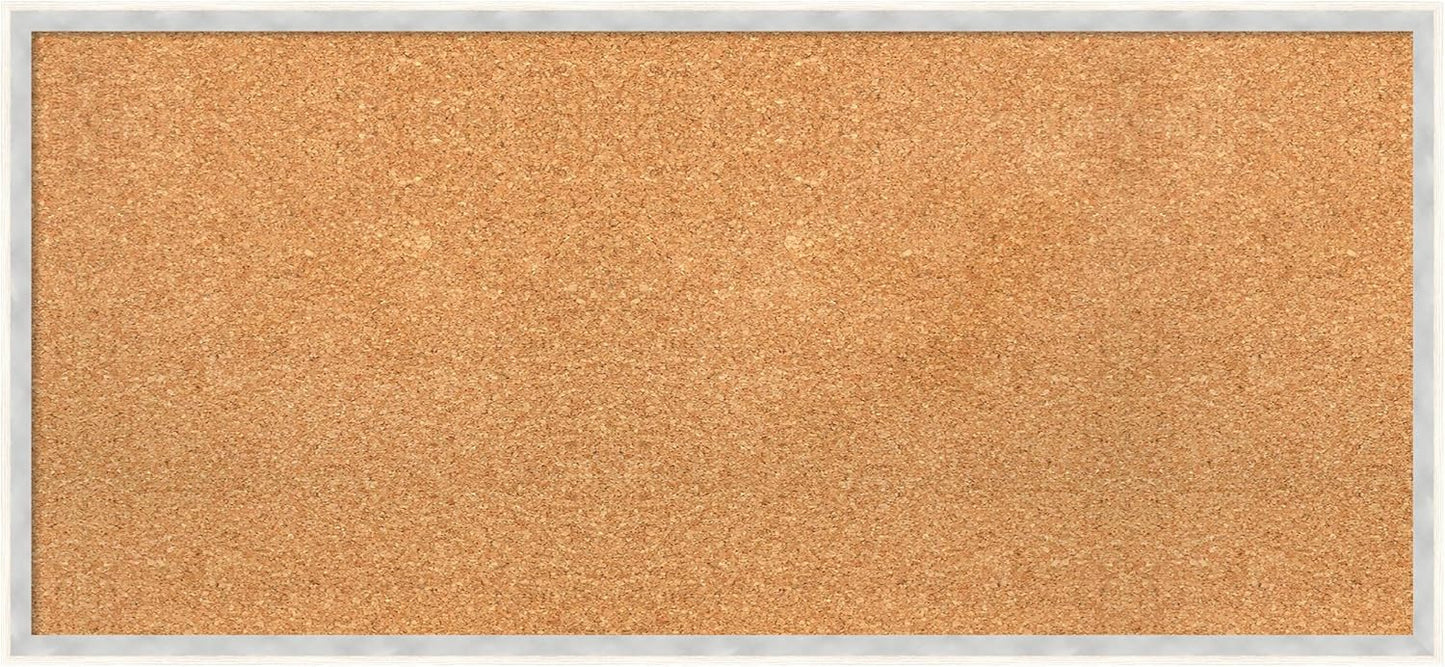 Amanti Art Natural Cork Board for Wall, 17x37 Vision Board with White Frame, Medium Corkboard Office Decor for Home Organization, Modern Corkboard Pinboard to Display Items for Home Organization in
