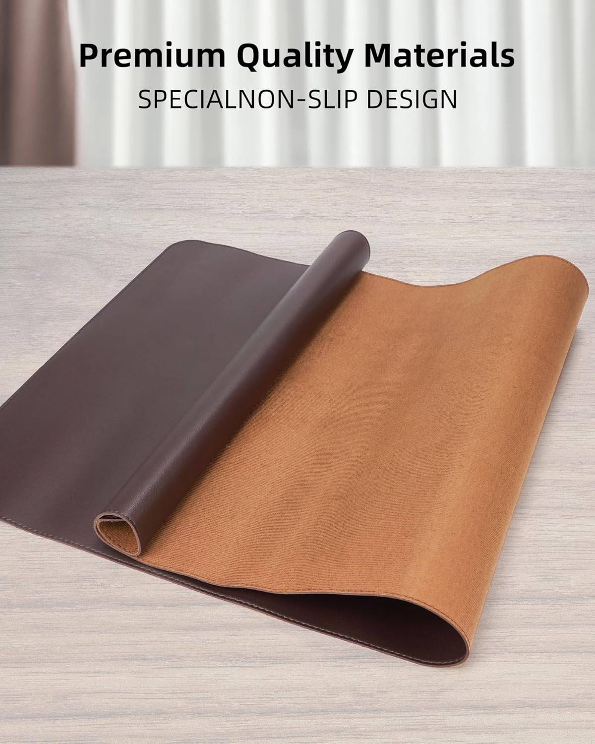 Non-Slip Desk Pad,Mouse Pad,Waterproof PVC Leather Desk Table Protector,Non-Slip PU Leather Desk Blotter, Easy Clean Laptop Desk Writing Mat for Office Work/Home/Decor(Coffee, 24" x 13.7")