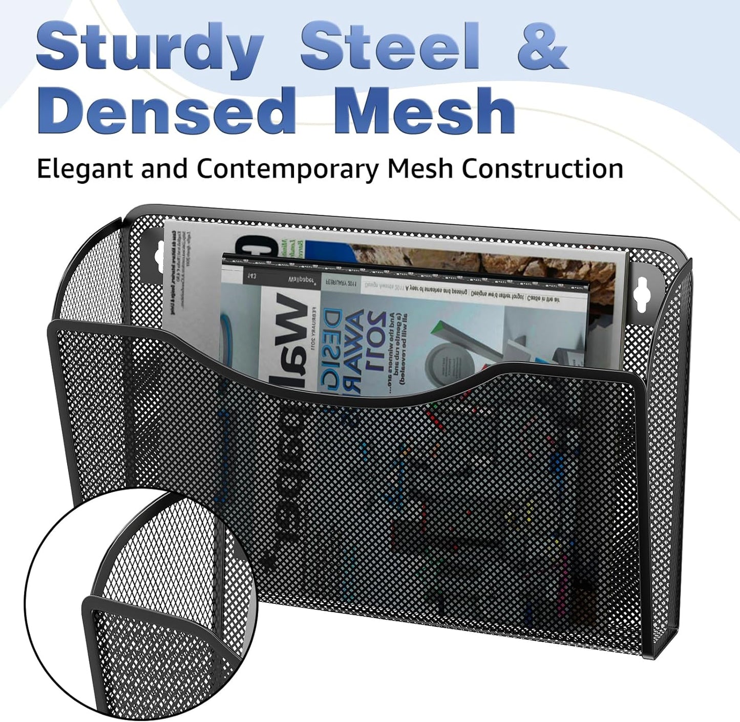 Wall File Organizer,Hanging Wall Mounted File Folder Binder Holder Mail Organizer for Office,Home and School Supplies