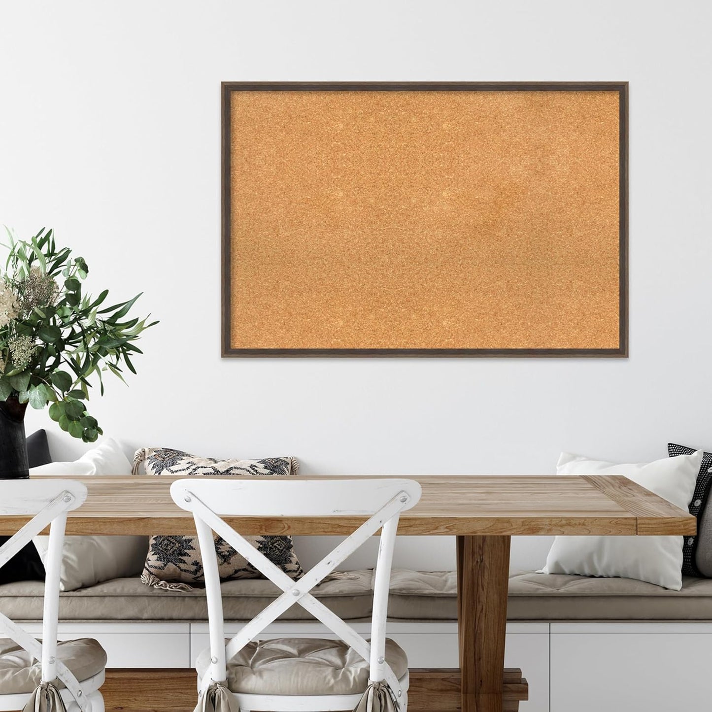 Amanti Art Natural Cork Board for Wall, 25x37 Vision Board with Brown Wood Frame, Large Corkboard Office Decor for Home Organization, Modern Contemporary Corkboard Pinboard to display items for home